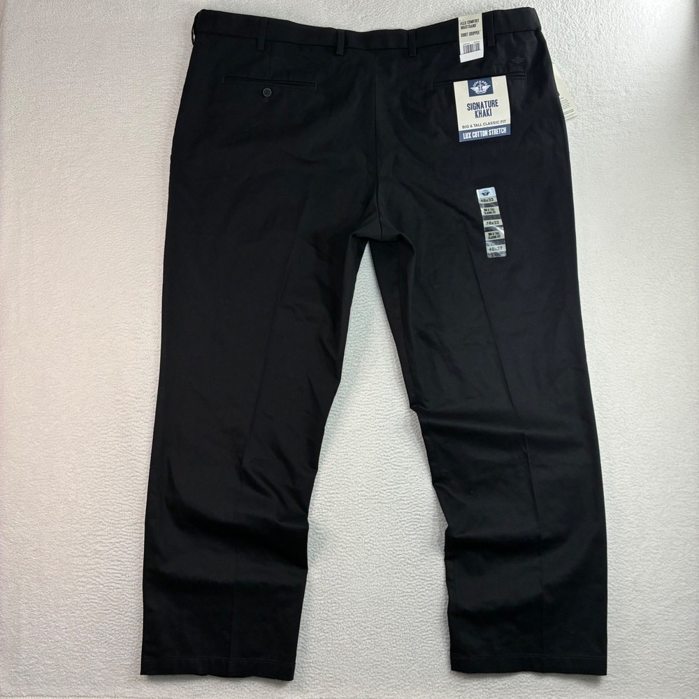 Dockers Signature Khaki Chino Pants Men 48x32 Black Straight Cotton Stretch NWT